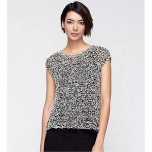 Eileen Fisher Cotton Blend Tufted Twist Cap Sleeve Knit Top Size Medium